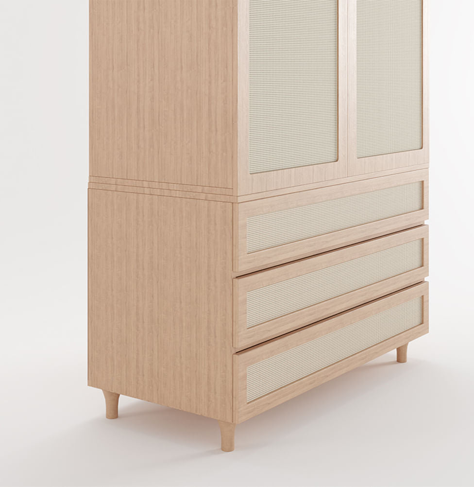 Guarda Roupa Haus Nature com Palha 2 em 1 - Carvalho