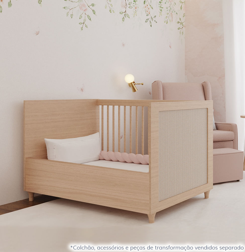 Berço Haus Nature com Palha 3 em 1 - Carvalho – Lilibee