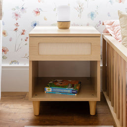 Mesa de Apoio Haus Nature Com Gaveta e Palha - Carvalho