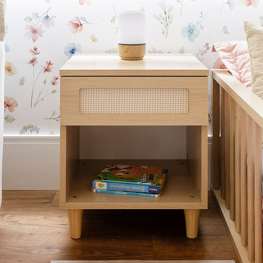 Mesa de Apoio Haus Nature Com Gaveta e Palha - Carvalho