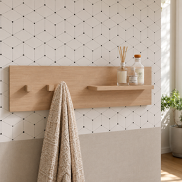 Prateleira Haus Nature Com Ganchos 80 Cm - Carvalho