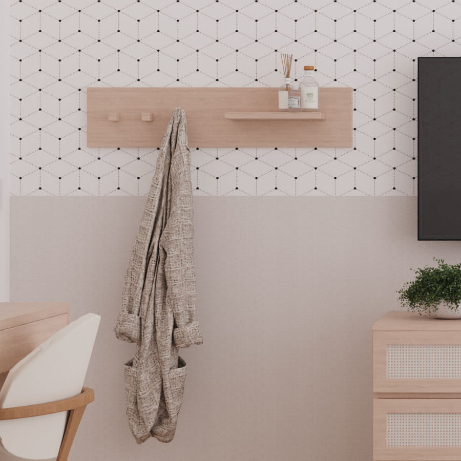 Prateleira Haus Nature Com Ganchos 80 Cm - Carvalho