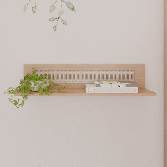 Prateleira Haus Nature Com Palha 80 CM - Carvalho