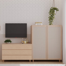 Cômoda de Bebê Baixa Haus Nature Com 3 Gavetas - Carvalho