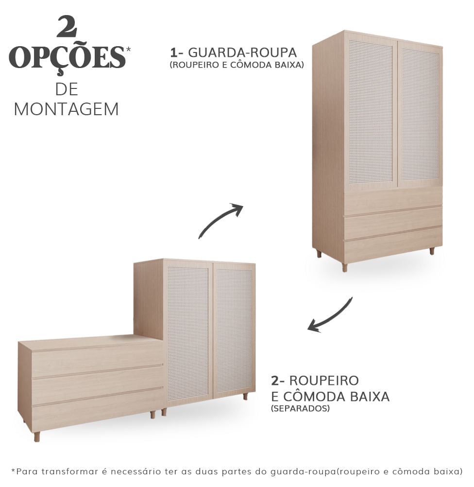 Guarda Roupa 2 em 1 Haus Nature - Carvalho
