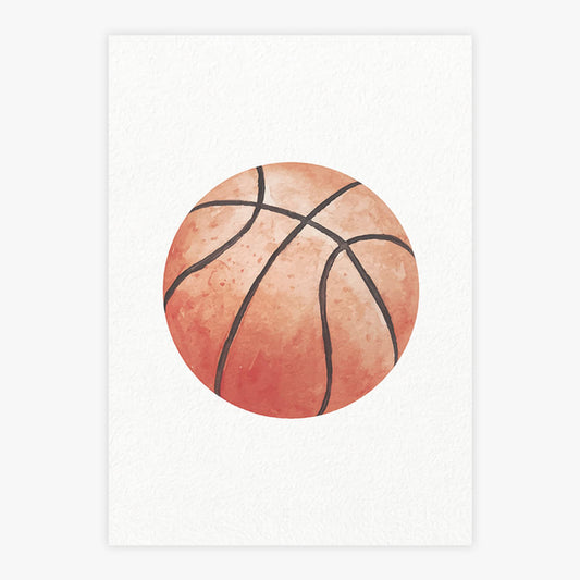 Quadro Infantil Bola de Basquete Aquarela - Vertical