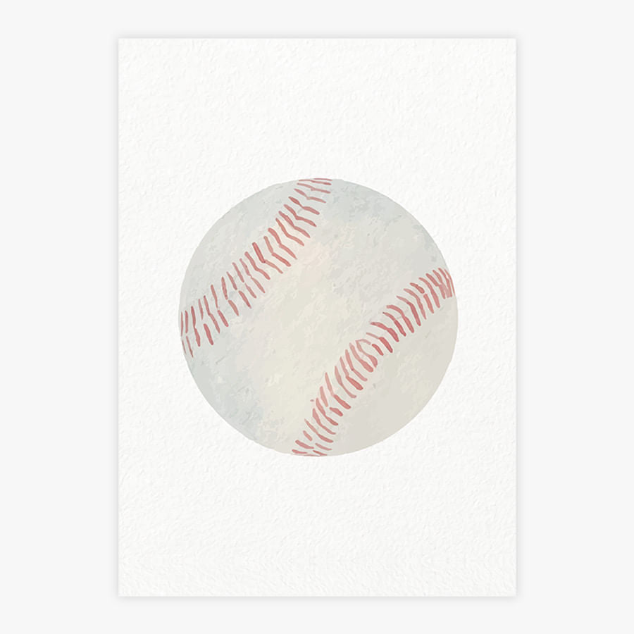 Quadro Infantil Bola de Beisebol Aquarela - Vertical