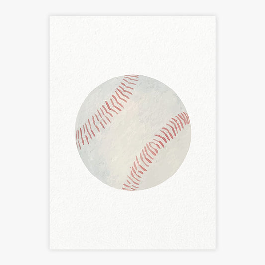 Quadro Infantil Bola de Beisebol Aquarela - Vertical