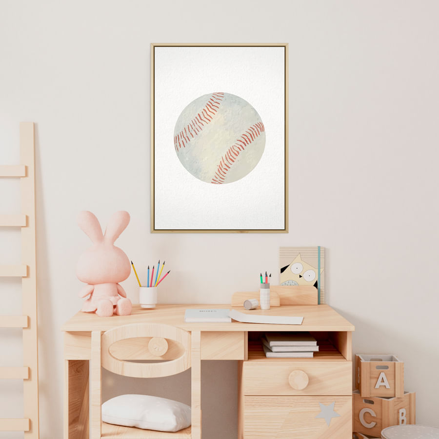 Quadro Infantil Bola de Beisebol Aquarela - Vertical