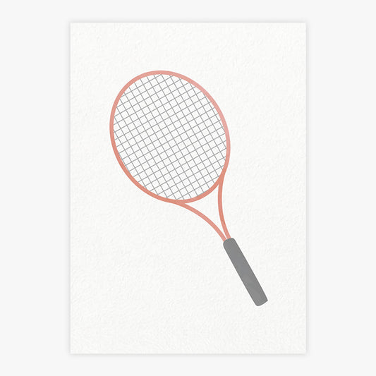 Quadro Infantil Raquete Tênis Aquarela - Vertical