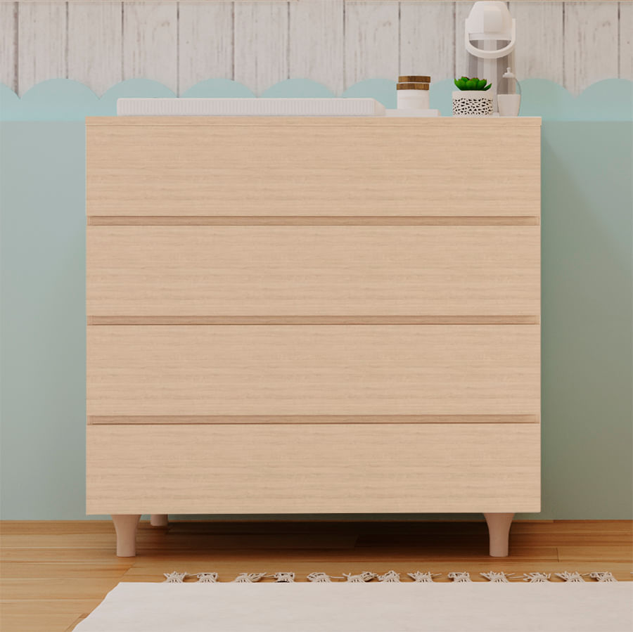 Cômoda de Bebê Haus Nature 4 Gavetas Carvalho 90cm