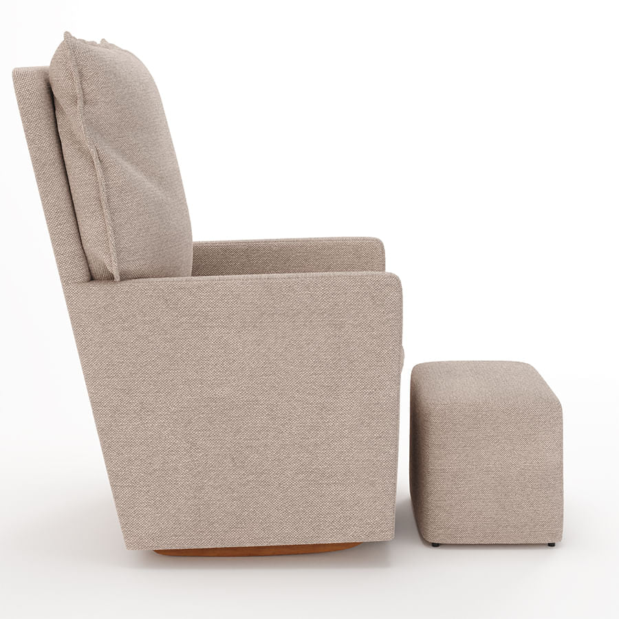 Poltrona de Amamentação Fit com Balanço e Puff - Linho Bege