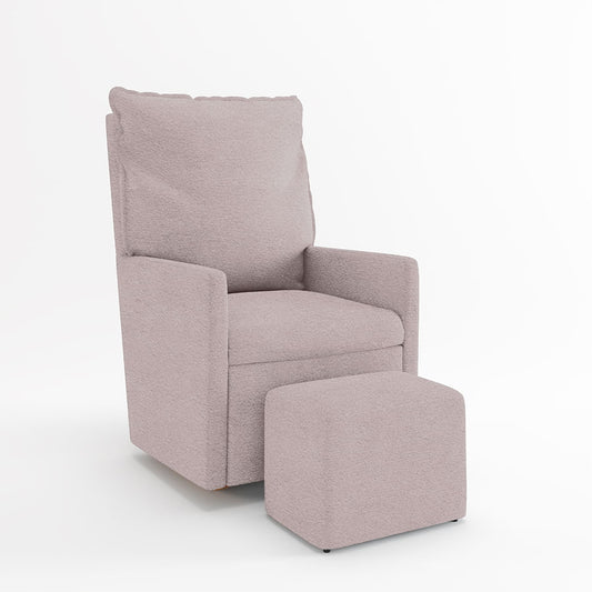 Poltrona de Amamentação Fit Com Balanço e Puff - Boucle Rosa