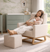 Poltrona de Amamentação Nord Com Balanço e Puff - Linho Bege