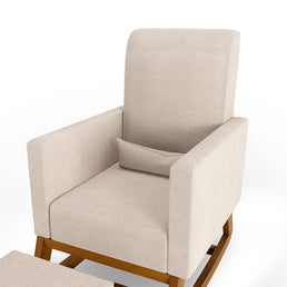 Poltrona de Amamentação Nord Com Balanço e Puff - Linho Bege