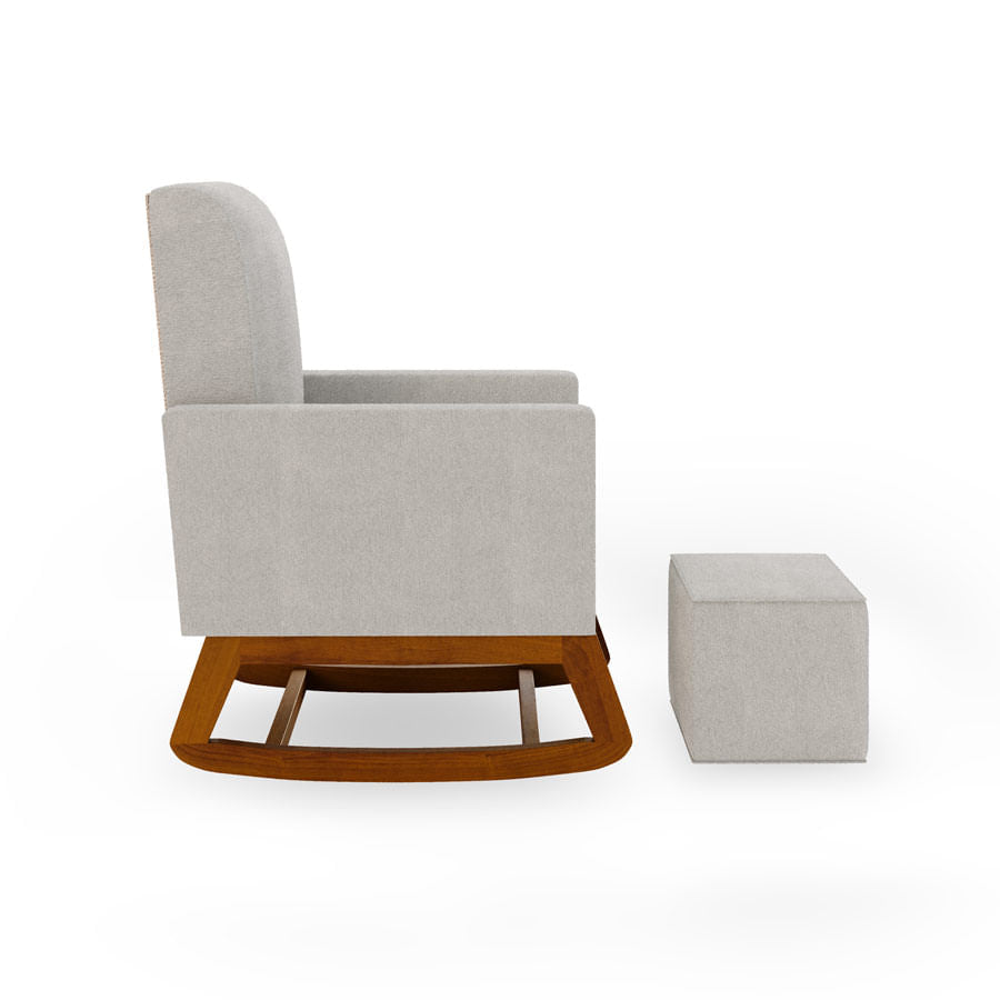 Poltrona de Amamentação Nord Com Balanço e Puff - Linnen Cinza