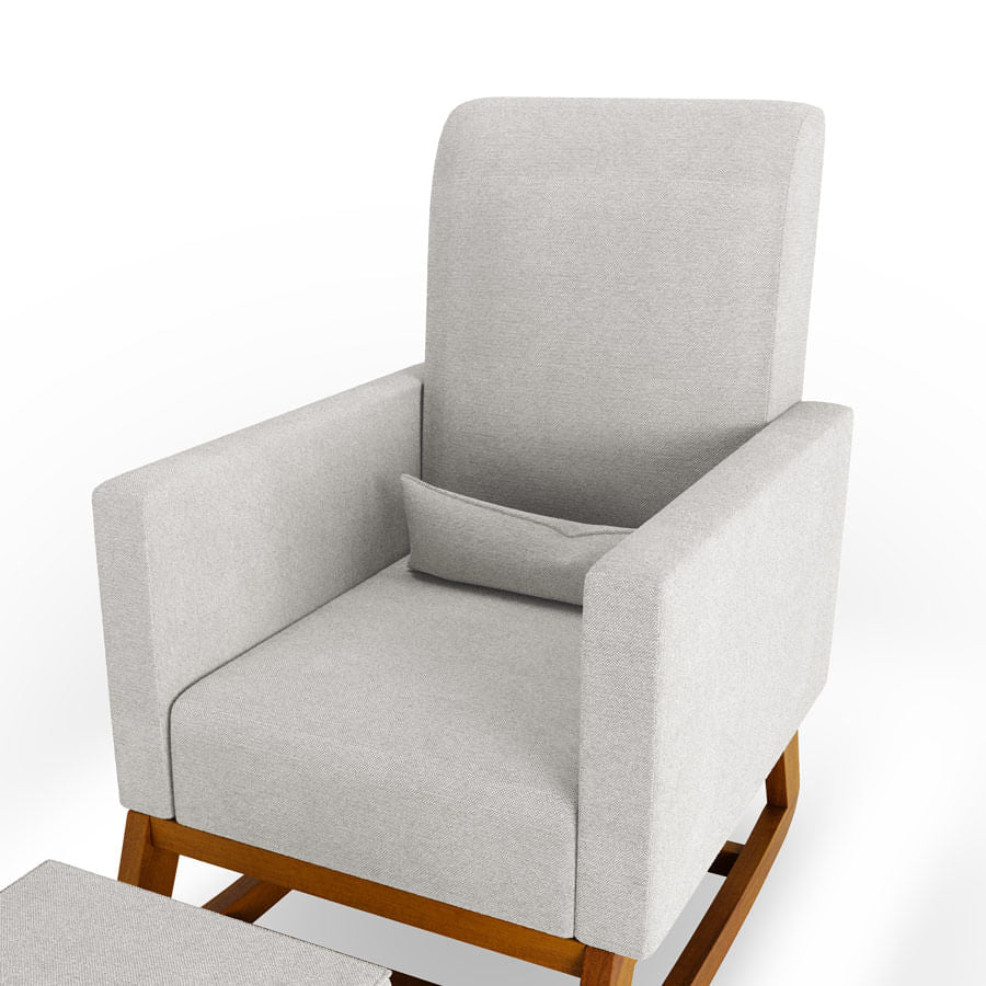 Poltrona de Amamentação Nord Com Balanço e Puff - Linnen Cinza