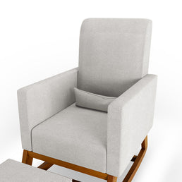 Poltrona de Amamentação Nord Com Balanço e Puff - Linnen Cinza