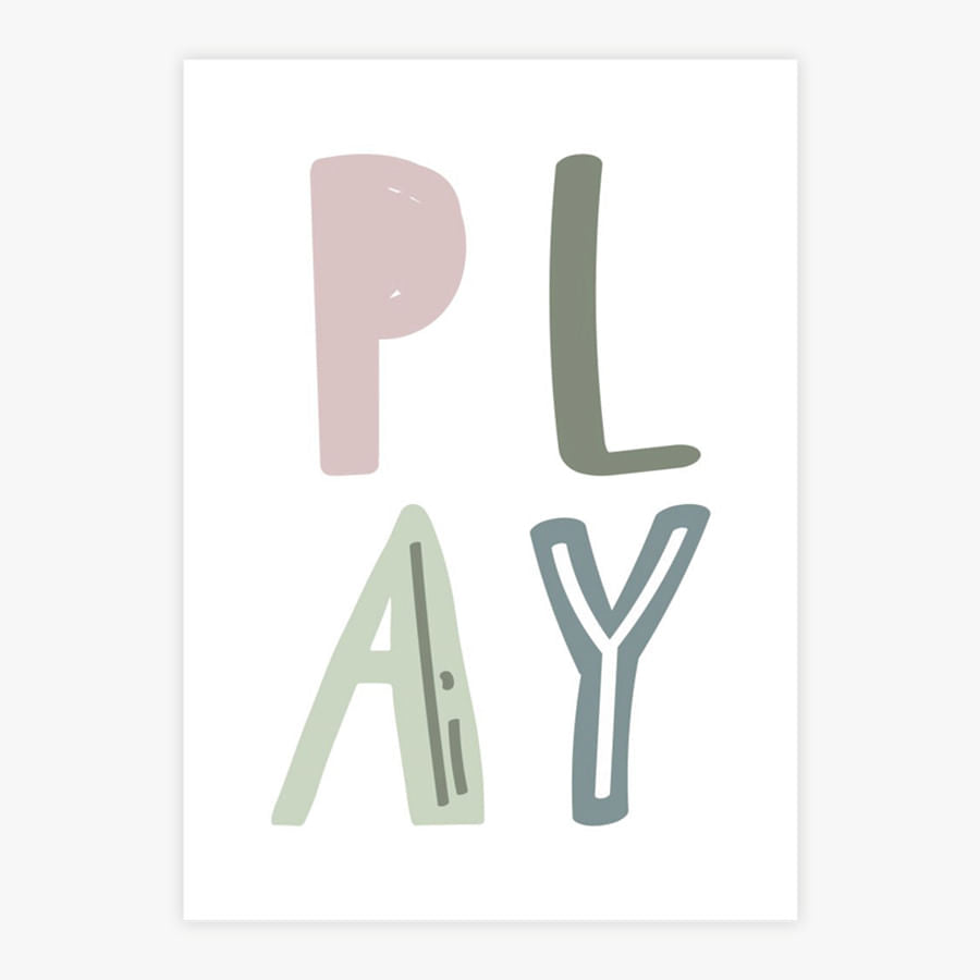 Quadro Infantil Play Fundo Branco - Vertical