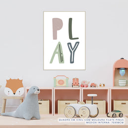 Quadro Infantil Play Fundo Branco - Vertical