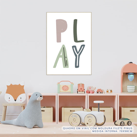 Quadro Infantil Play Fundo Branco - Vertical