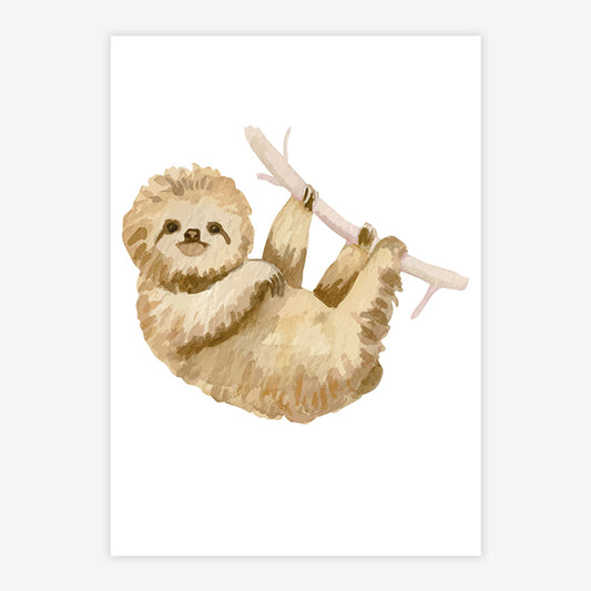 Quadro Infantil Bicho Preguiça Aquarela - Vertical