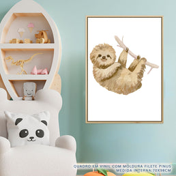 Quadro Infantil Bicho Preguiça Aquarela - Vertical