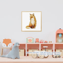 Quadro Infantil Lobo Guará Aquarela - Quadrado