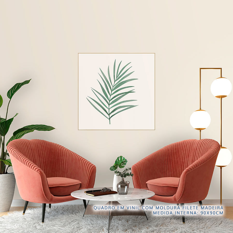 Quadro Folha Verde Aquarela - Quadrado