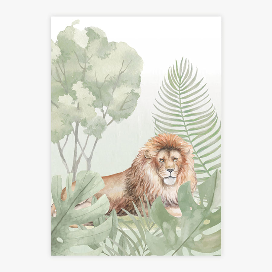Quadro Infantil Safari Leão - Vertical