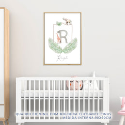 Quadro Infantil Safari com Inicial - Vertical