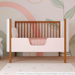 Berço Nord 3 em 1 - Branco Com Grade e Pé Jequitibá