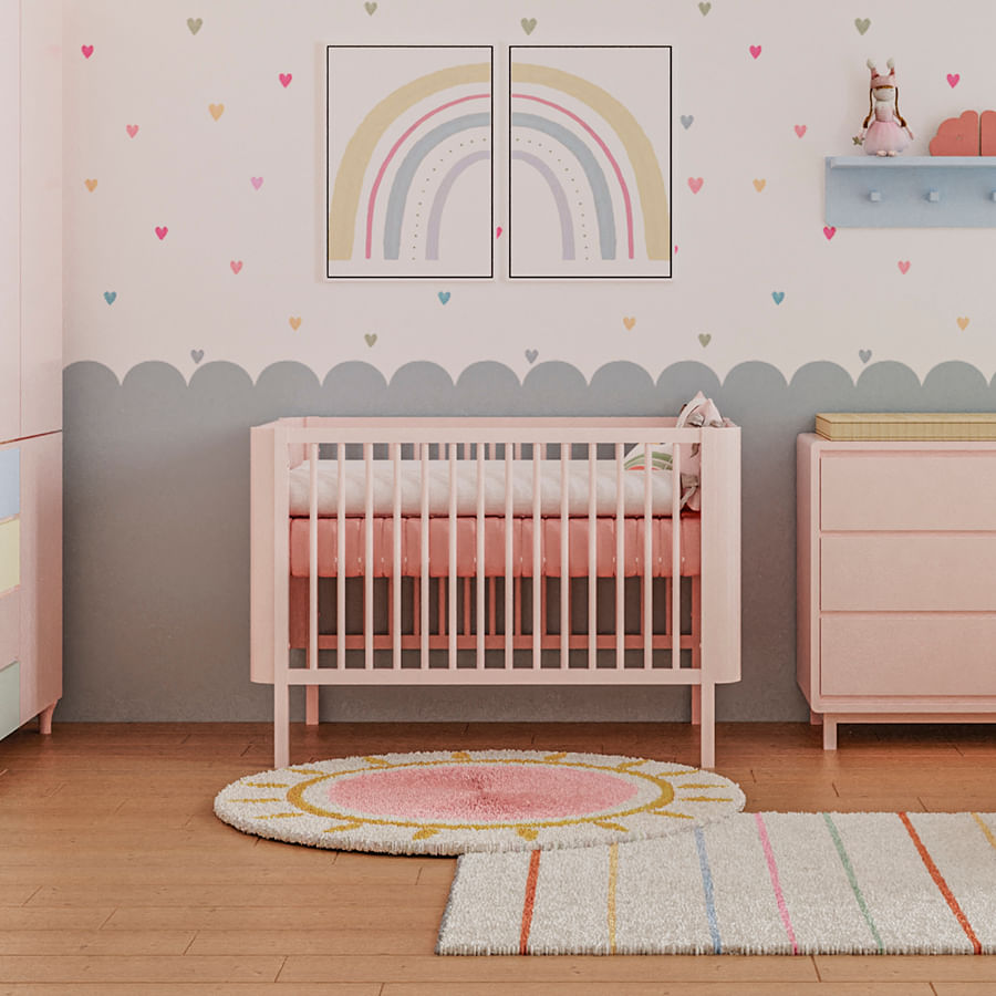 Berço Nord 3 em 1 - Rosa