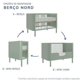 Berço Nord 3 em 1 - Verde Jardim