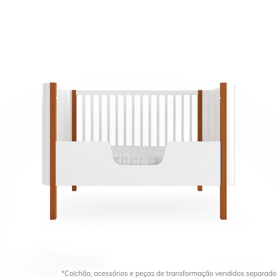 Berço Nord 3 em 1 - Branco Com Pé Jequitibá