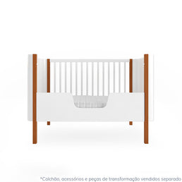 Berço Nord 3 em 1 - Branco Com Pé Jequitibá