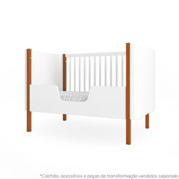 Berço Nord 3 em 1 - Branco Com Pé Jequitibá