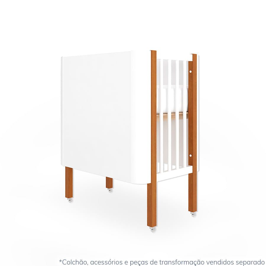 Berço Nord 3 em 1 - Branco Com Pé Jequitibá