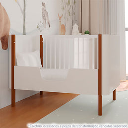 Berço Nord 3 em 1 - Branco Com Pé Jequitibá