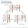 Berço Nord 3 em 1 - Branco Com Pé Jequitibá