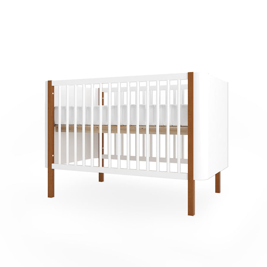 Berço Nord 3 em 1 - Branco Com Pé Jequitibá