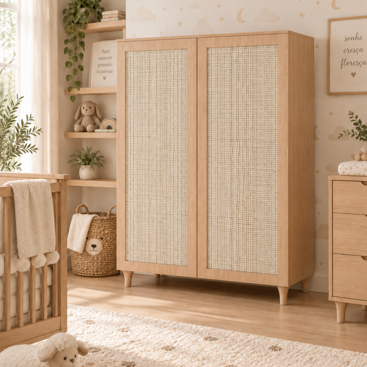 Roupeiro Haus Nature 2 Portas com Palha - Carvalho