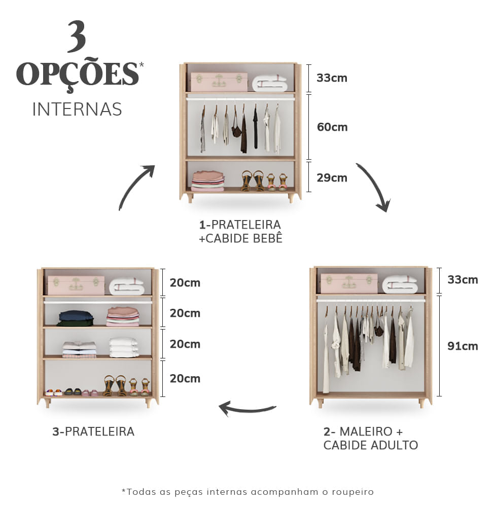 Roupeiro Haus Nature 2 Portas - Carvalho