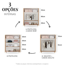 Roupeiro Haus Nature 2 Portas - Carvalho