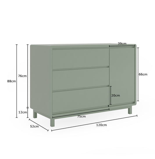 Cômoda de Bebê Nord Com Porta Verde Jardim