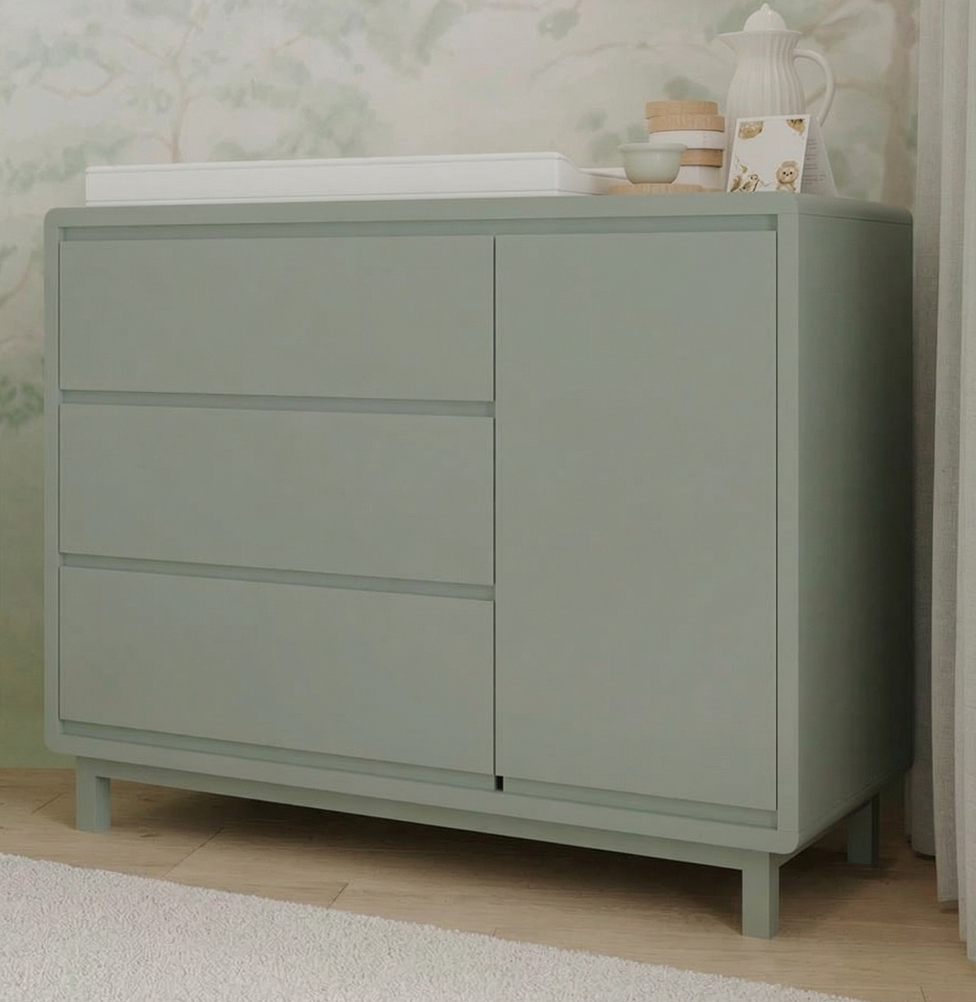 Cômoda de Bebê Nord Com Porta Verde Jardim