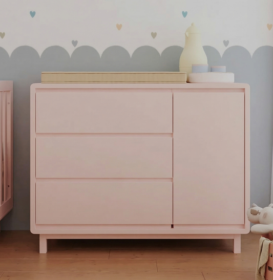 Cômoda de Bebê Nord Com Porta Rosa
