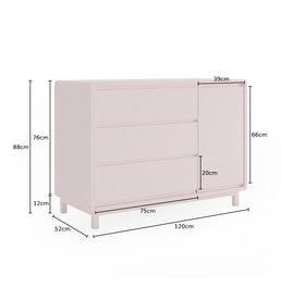 Cômoda de Bebê Nord Com Porta Rosa