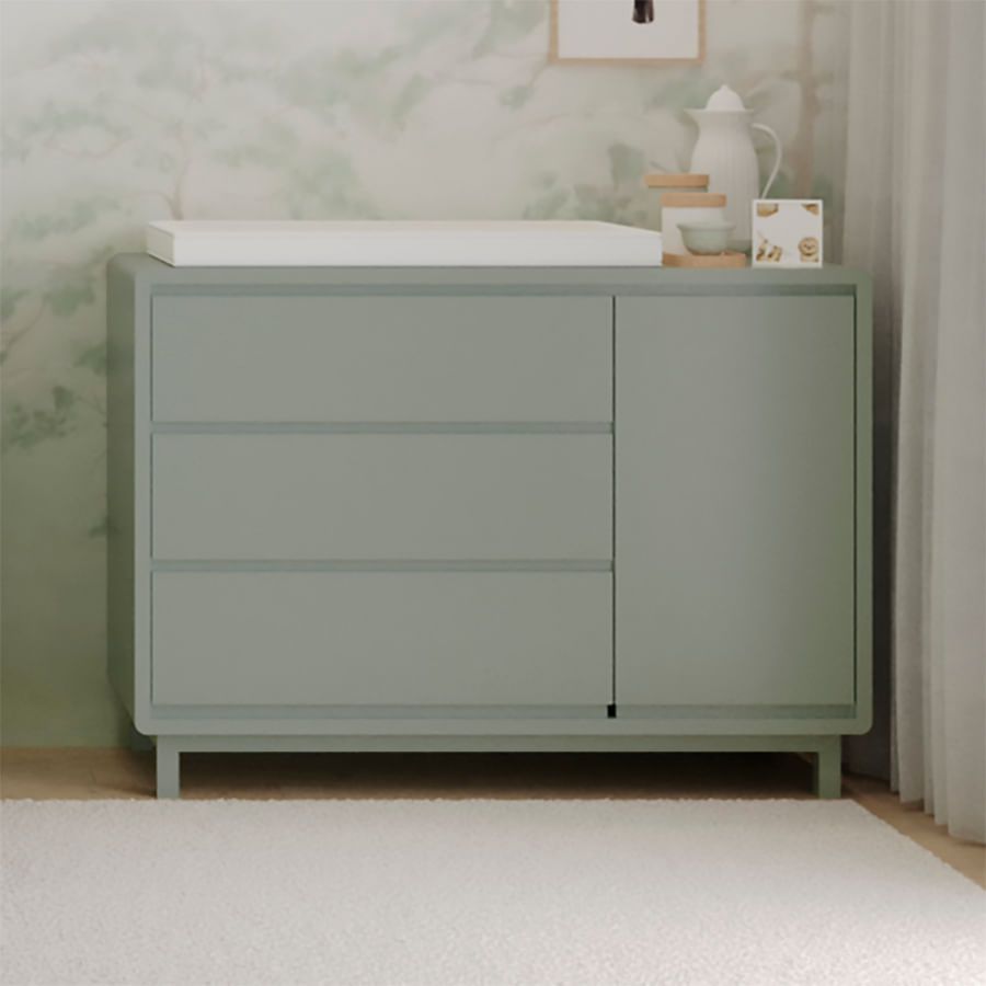 Cômoda de Bebê Nord Com Porta Verde Jardim