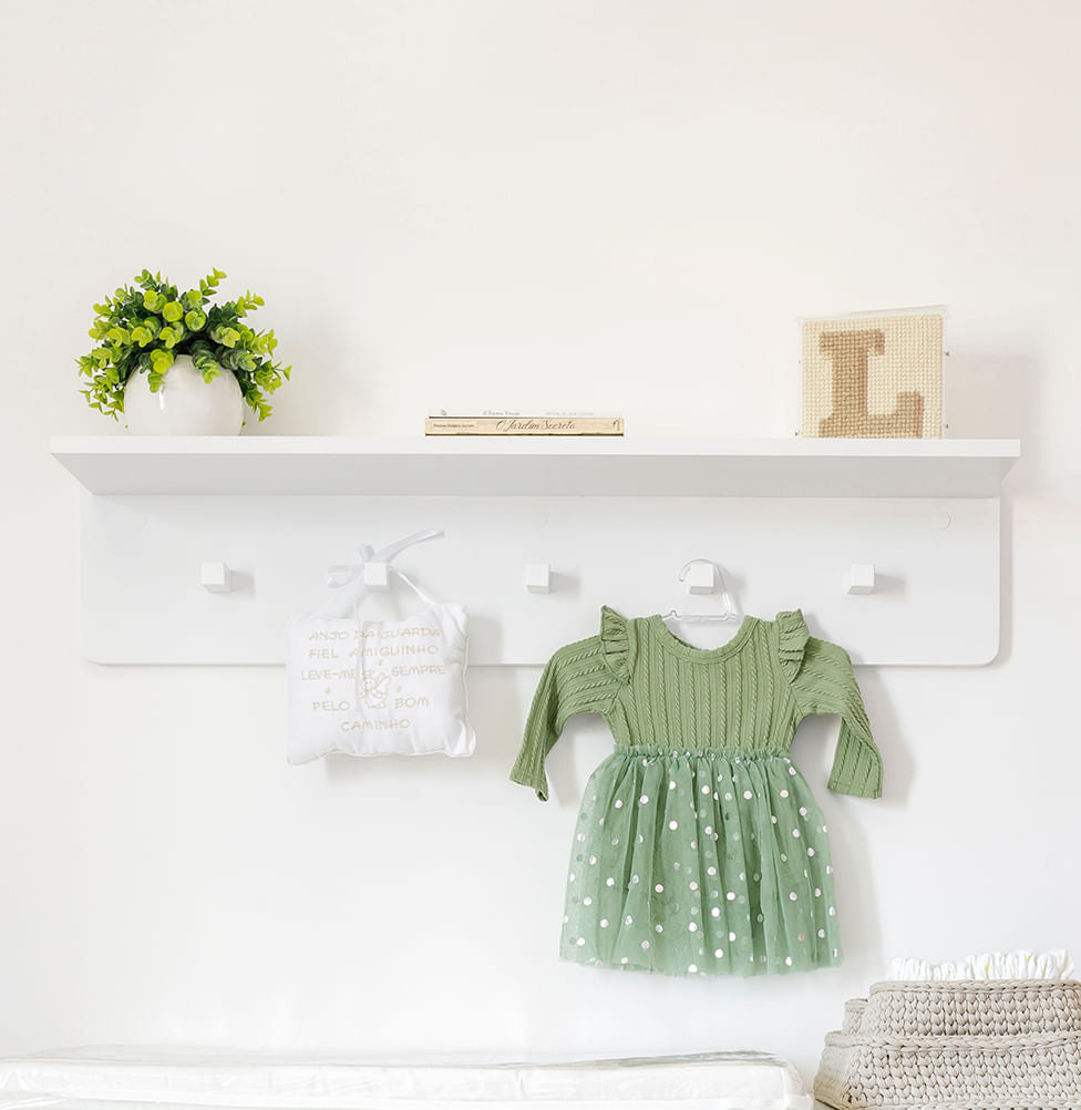 Prateleira Nord Com Ganchos - Branco